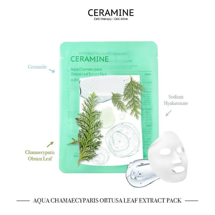 Ceramine Aqua Chamaecyparis Obtusa Leaf Mask Pack (10ea/1box)